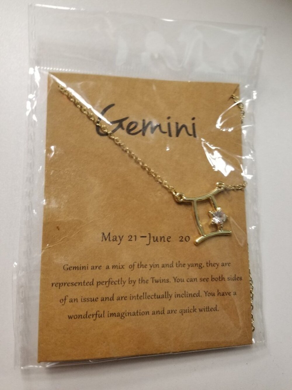 Golden Gemini Astrology Sign Star-Symbol Necklace